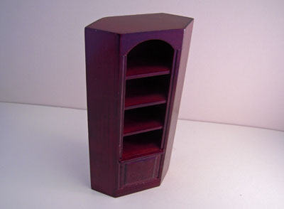 Miniature Mahogany Corner Bookcase 1:12 scale