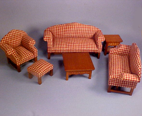 Townsquare Red Plaid Living Room Set 1:12 scale