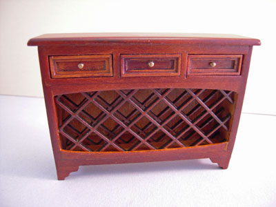 Miniature Walnut Steward Console Wine Cabinet 1:12 scale