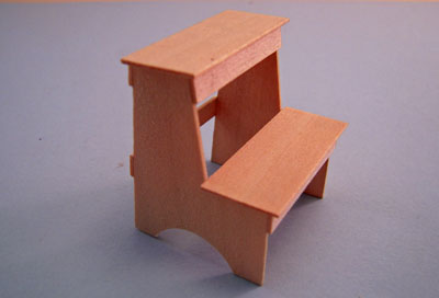 1" Scale Artisan Miniatures Hand Crafted Unfinished Step Stool