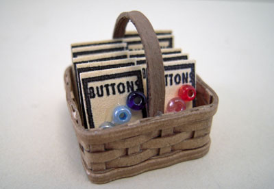 Taylor Jade Handcrafted Filled Button Basket 1:12 scale