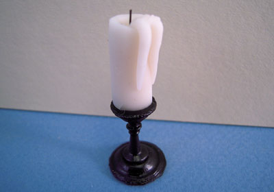 Taylor Jade Black Candle Stand with Candle 1:12 scale