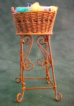 Tall Filled Knitting Basket 1:12 scale