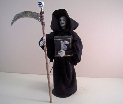 Jan Smith Grim Reaper Porcelain Doll In Black 1:12 scale