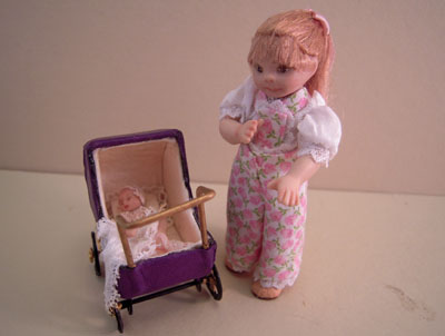 Jan Smith Toddler Clara Pushing Her Baby 1:12 scale