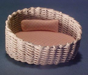 White Wicker Kitty Bed 1:24 scale