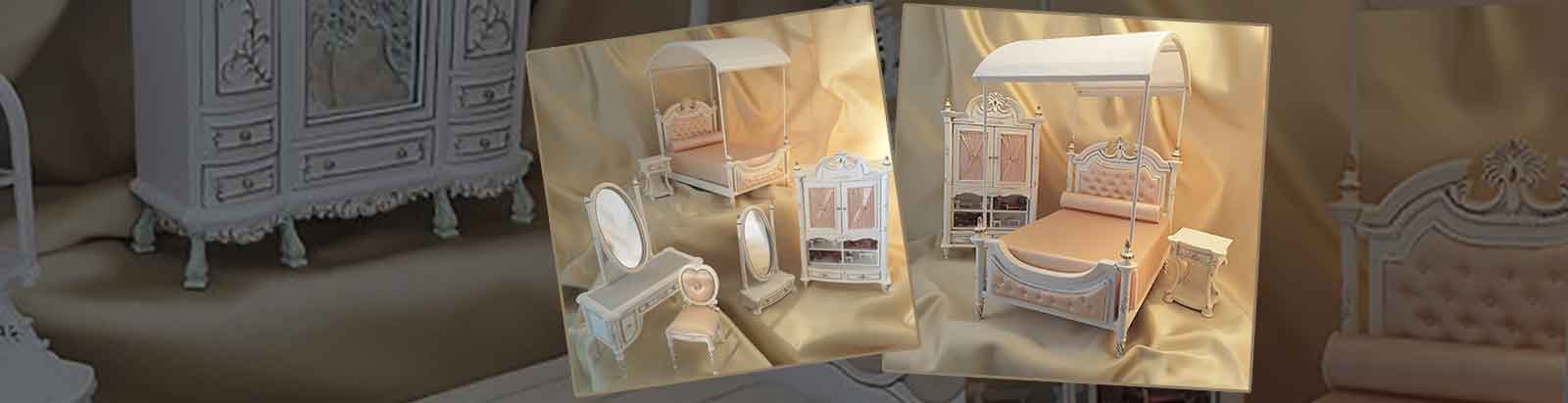 Dollhouse Miniature Handcrafted set 6 Lavender Silk Ribbon Bow Bath Towels Rugs 
